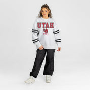 UTAH UTES STADIUM STRIPES STRIPE SLEEVE CREWNECK SWEATSHIRT