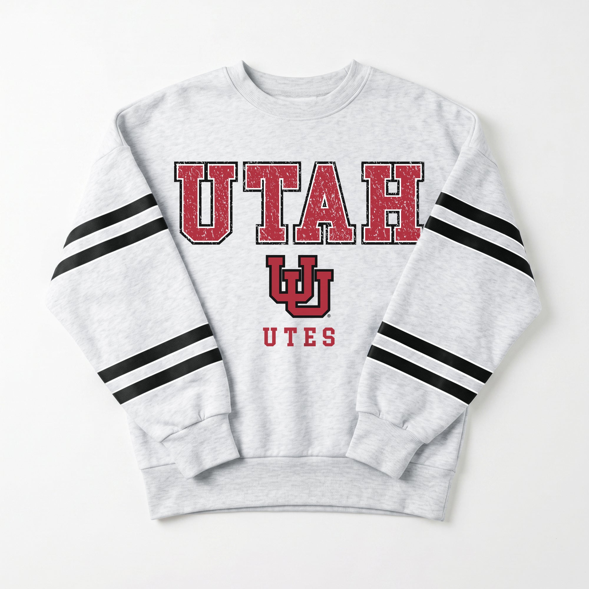 UTAH UTES STADIUM STRIPES STRIPE SLEEVE CREWNECK SWEATSHIRT