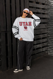 UTAH UTES STADIUM STRIPES STRIPE SLEEVE CREWNECK SWEATSHIRT
