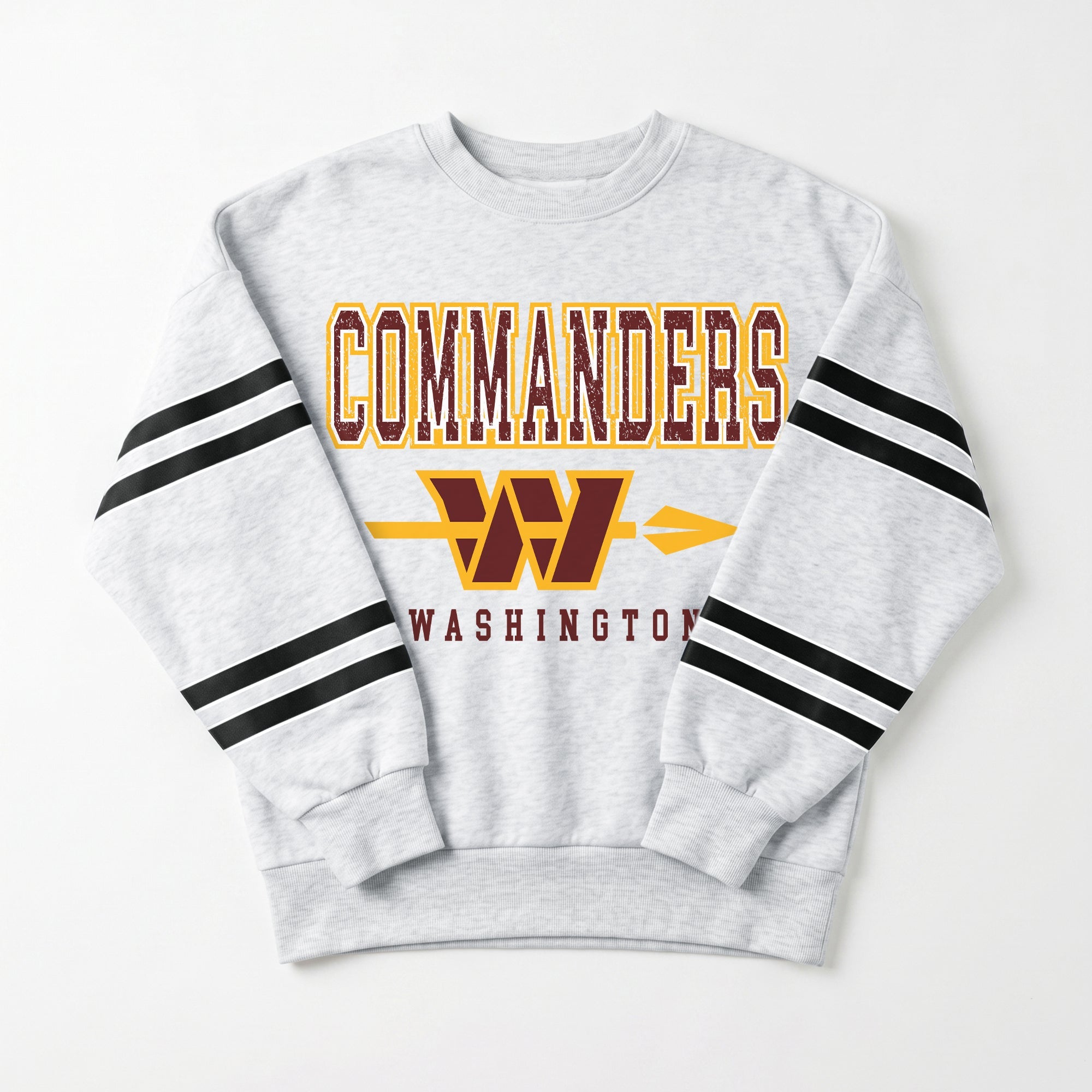 WASHINGTON COMMANDERS STADIUM STRIPES STRIPE SLEEVE CREWNECK SWEATSHIRT