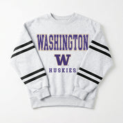 WASHINGTON HUSKIES STADIUM STRIPES STRIPE SLEEVE CREWNECK SWEATSHIRT