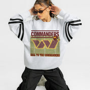 WASHINGTON COMMANDERS OFF THE GRID STRIPE SLEEVE CREWNECK SWEATSHIRT