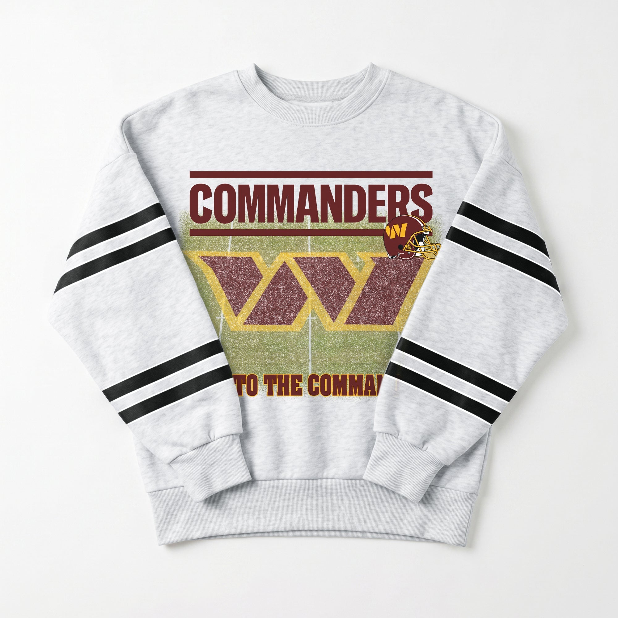 WASHINGTON COMMANDERS OFF THE GRID STRIPE SLEEVE CREWNECK SWEATSHIRT
