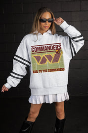 WASHINGTON COMMANDERS OFF THE GRID STRIPE SLEEVE CREWNECK SWEATSHIRT