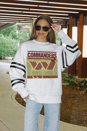 WASHINGTON COMMANDERS OFF THE GRID STRIPE SLEEVE CREWNECK SWEATSHIRT
