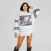 WASHINGTON HUSKIES OFF THE GRID STRIPE SLEEVE CREWNECK SWEATSHIRT
