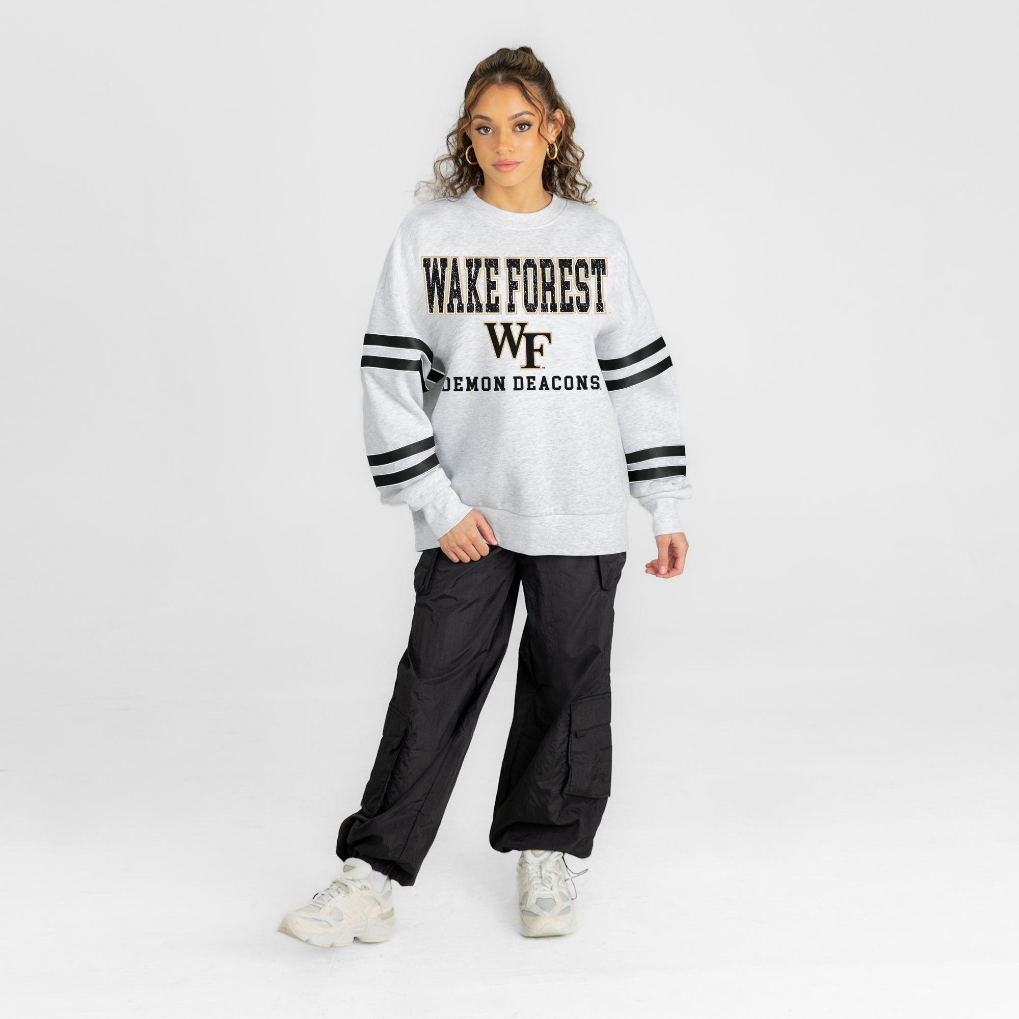 WAKE FOREST DEMON DEACONS STADIUM STRIPES STRIPE SLEEVE CREWNECK SWEATSHIRT