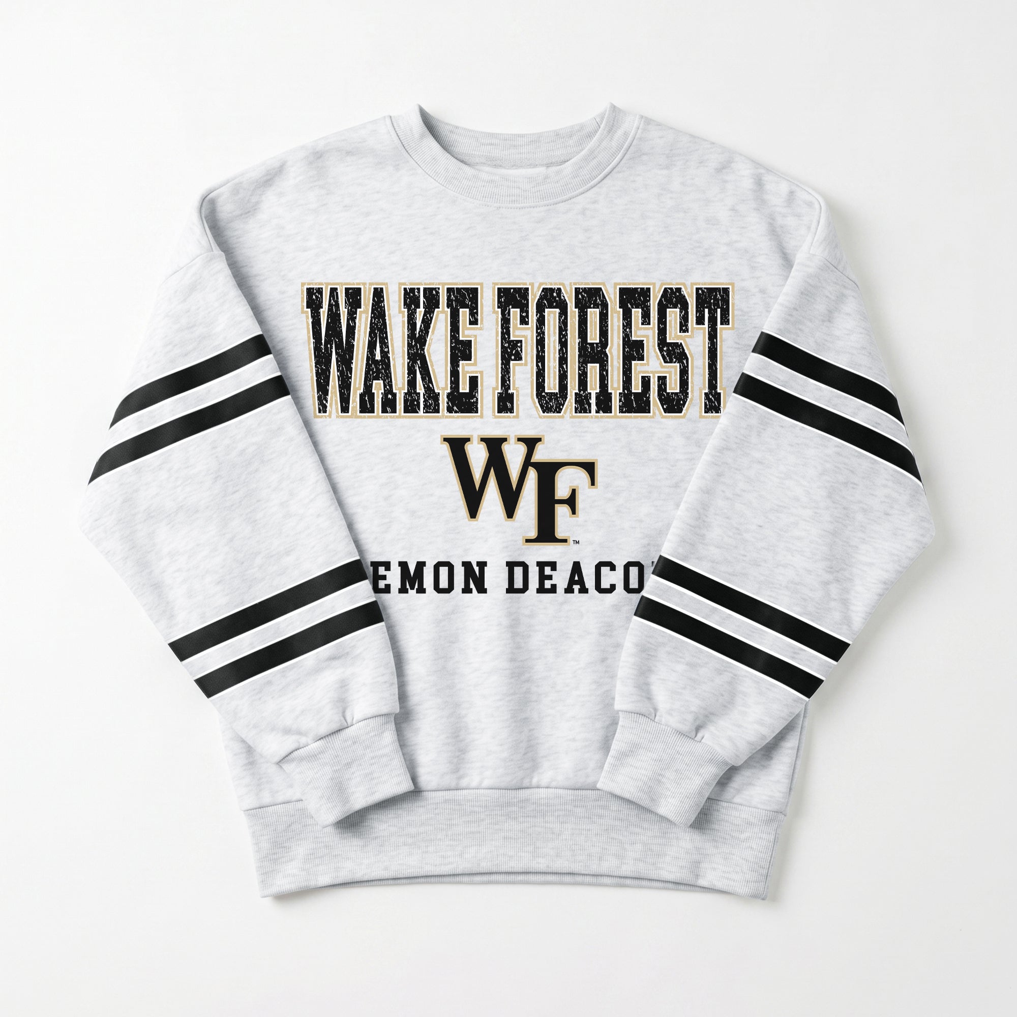 WAKE FOREST DEMON DEACONS STADIUM STRIPES STRIPE SLEEVE CREWNECK SWEATSHIRT