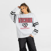 WISCONSIN BADGERS STADIUM STRIPES STRIPE SLEEVE CREWNECK SWEATSHIRT