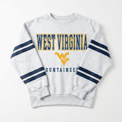 WEST VIRGINIA MOUNTAINEERS STADIUM STRIPES STRIPE SLEEVE CREWNECK SWEATSHIRT