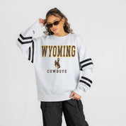 WYOMING COWBOYS STADIUM STRIPES STRIPE SLEEVE CREWNECK SWEATSHIRT