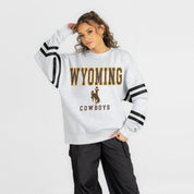 WYOMING COWBOYS STADIUM STRIPES STRIPE SLEEVE CREWNECK SWEATSHIRT