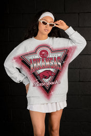 ARKANSAS RAZORBACKS CHASING VICTORY RHINESTONE SPRAY PREMIUM CREWNECK SWEATSHIRT