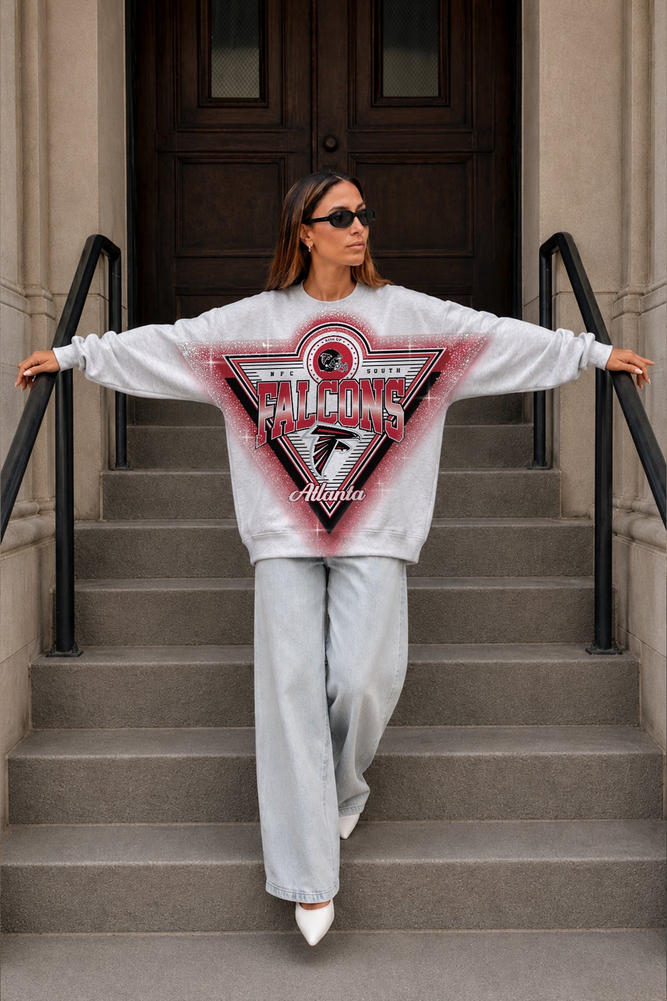 ATLANTA FALCONS CHASING VICTORY RHINESTONE SPRAY PREMIUM CREWNECK SWEATSHIRT