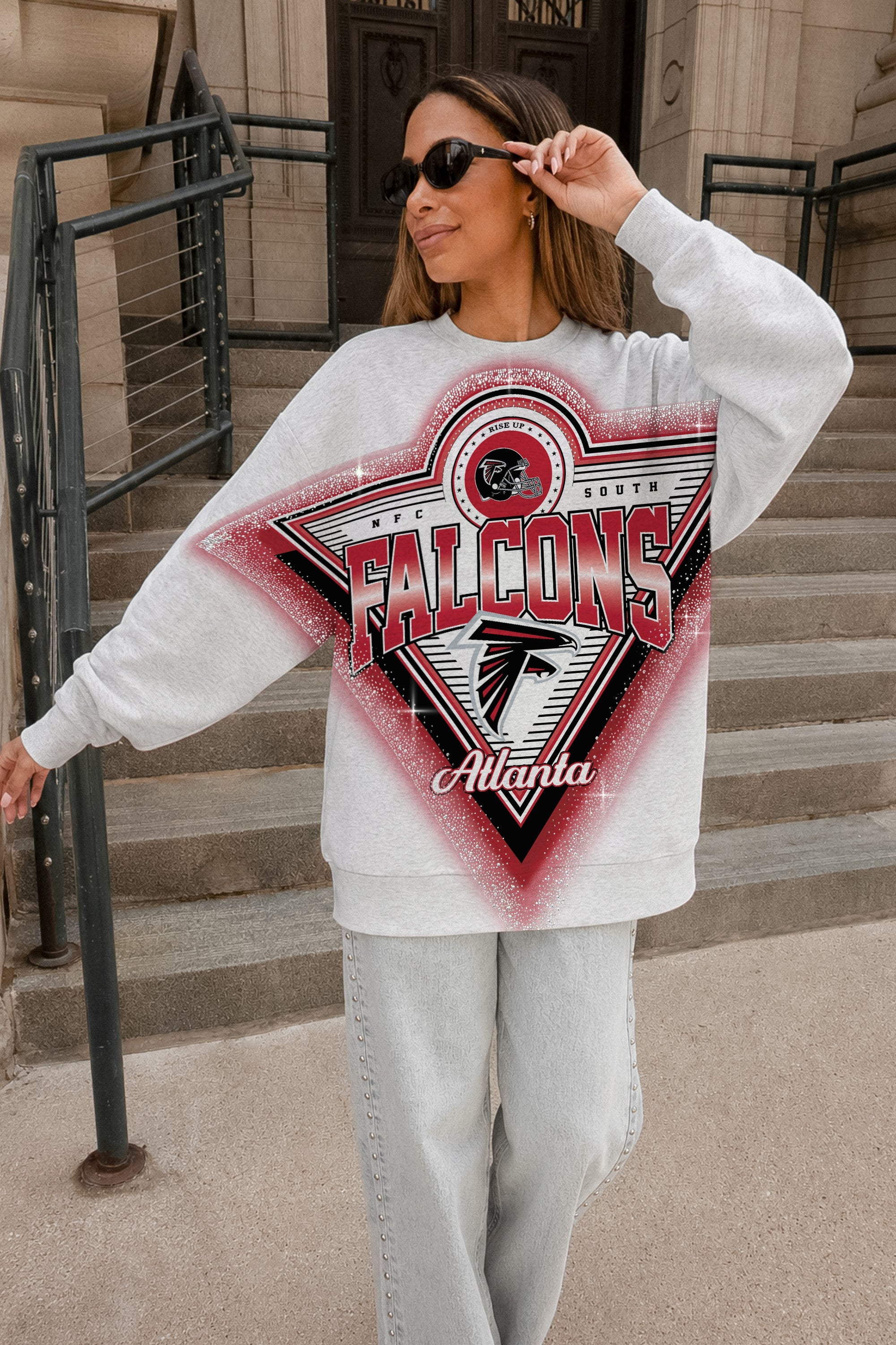 ATLANTA FALCONS CHASING VICTORY RHINESTONE SPRAY PREMIUM CREWNECK SWEATSHIRT