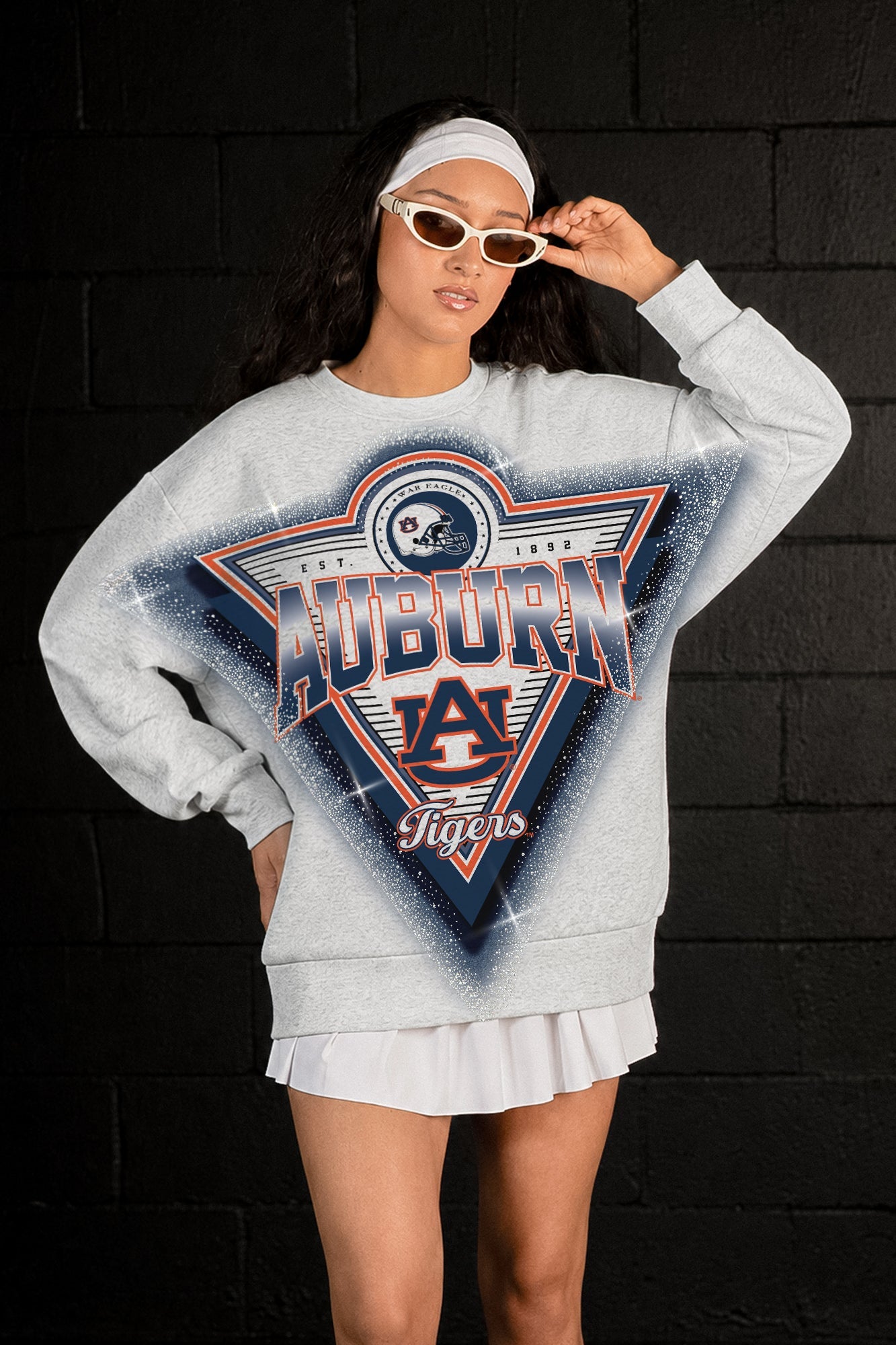 AUBURN TIGERS CHASING VICTORY RHINESTONE SPRAY PREMIUM CREWNECK SWEATSHIRT
