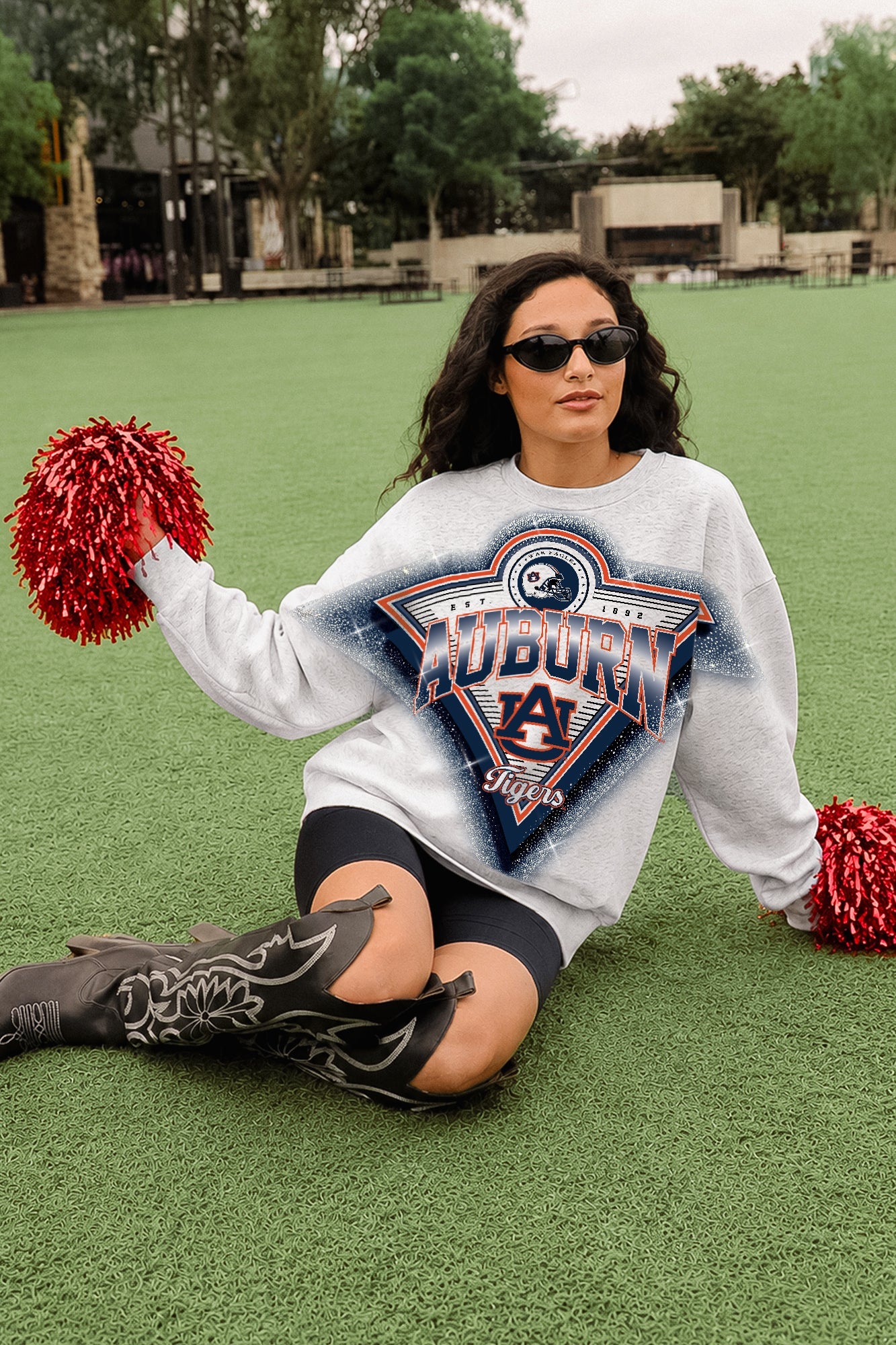 AUBURN TIGERS CHASING VICTORY RHINESTONE SPRAY PREMIUM CREWNECK SWEATSHIRT