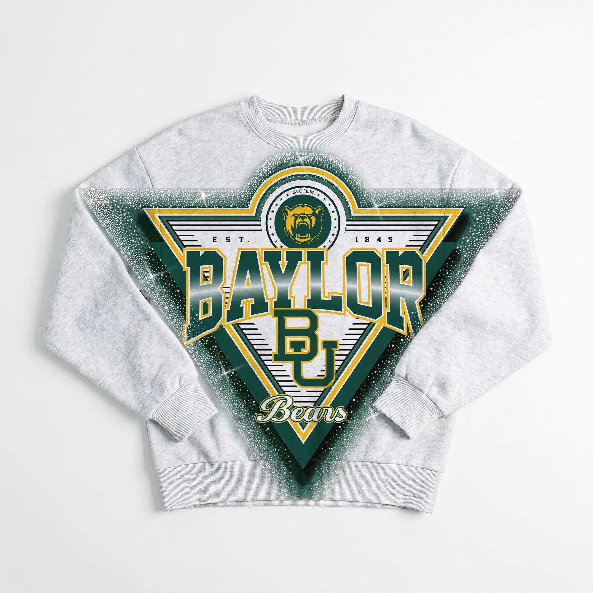 BAYLOR BEARS CHASING VICTORY RHINESTONE SPRAY PREMIUM CREWNECK SWEATSHIRT