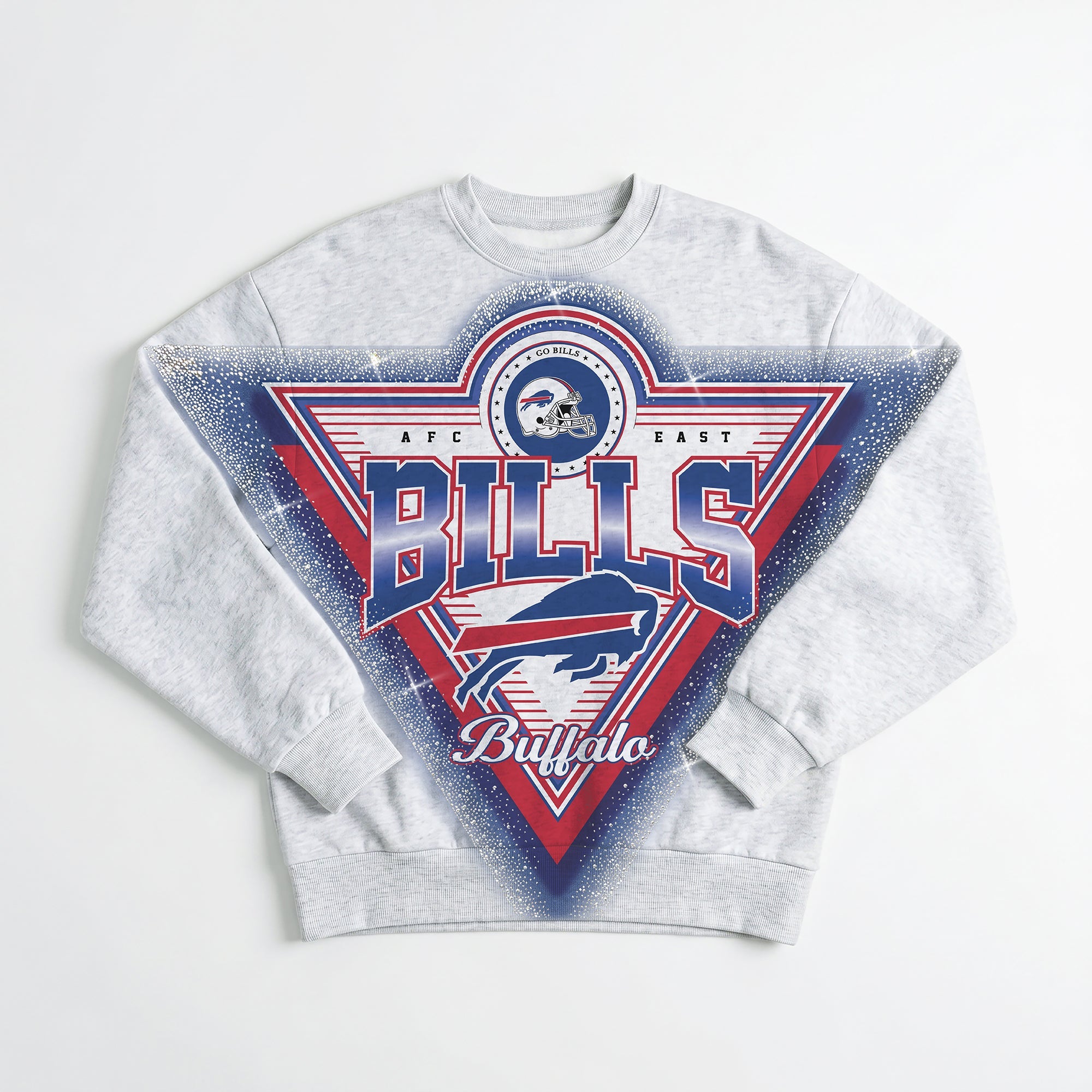 BUFFALO BILLS CHASING VICTORY RHINESTONE SPRAY PREMIUM CREWNECK SWEATSHIRT