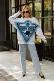 CAROLINA PANTHERS CHASING VICTORY RHINESTONE SPRAY PREMIUM CREWNECK SWEATSHIRT