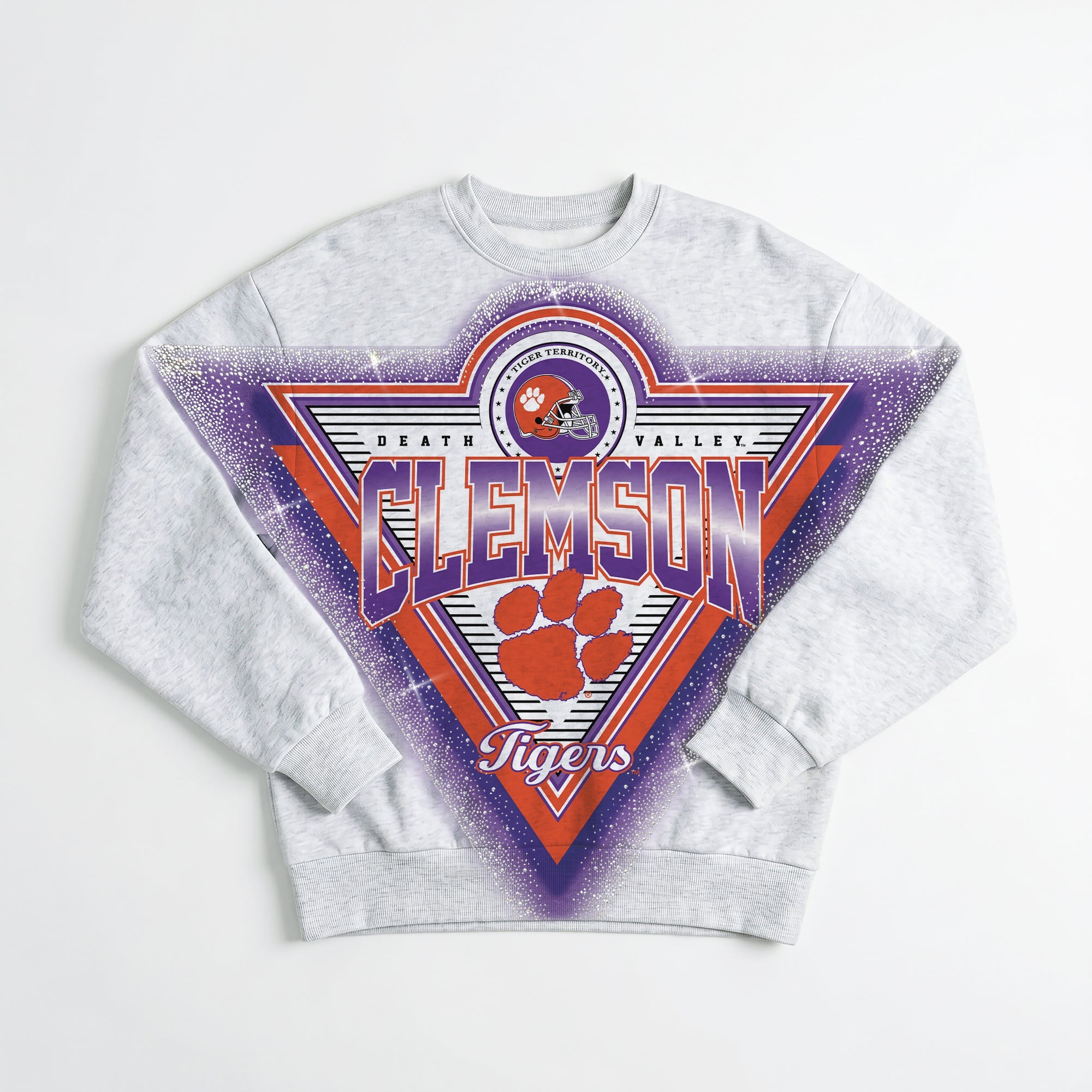 CLEMSON TIGERS CHASING VICTORY RHINESTONE SPRAY PREMIUM CREWNECK SWEATSHIRT