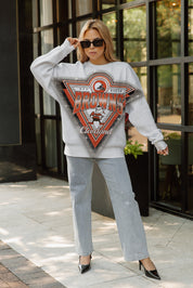 CLEVELAND BROWNS CHASING VICTORY RHINESTONE SPRAY PREMIUM CREWNECK SWEATSHIRT