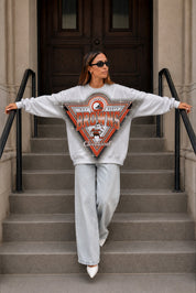 CLEVELAND BROWNS CHASING VICTORY RHINESTONE SPRAY PREMIUM CREWNECK SWEATSHIRT