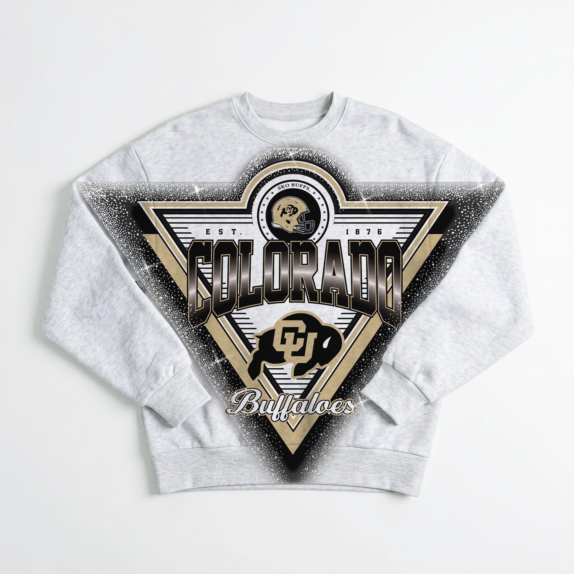 COLORADO BUFFALOES CHASING VICTORY RHINESTONE SPRAY PREMIUM CREWNECK SWEATSHIRT