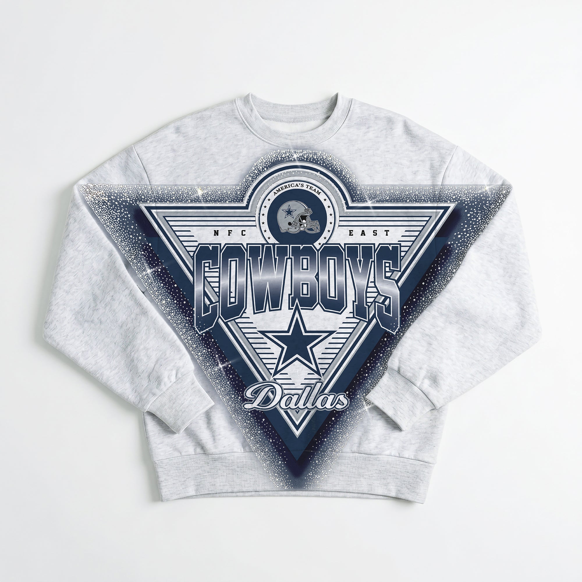 DALLAS COWBOYS CHASING VICTORY RHINESTONE SPRAY PREMIUM CREWNECK SWEATSHIRT