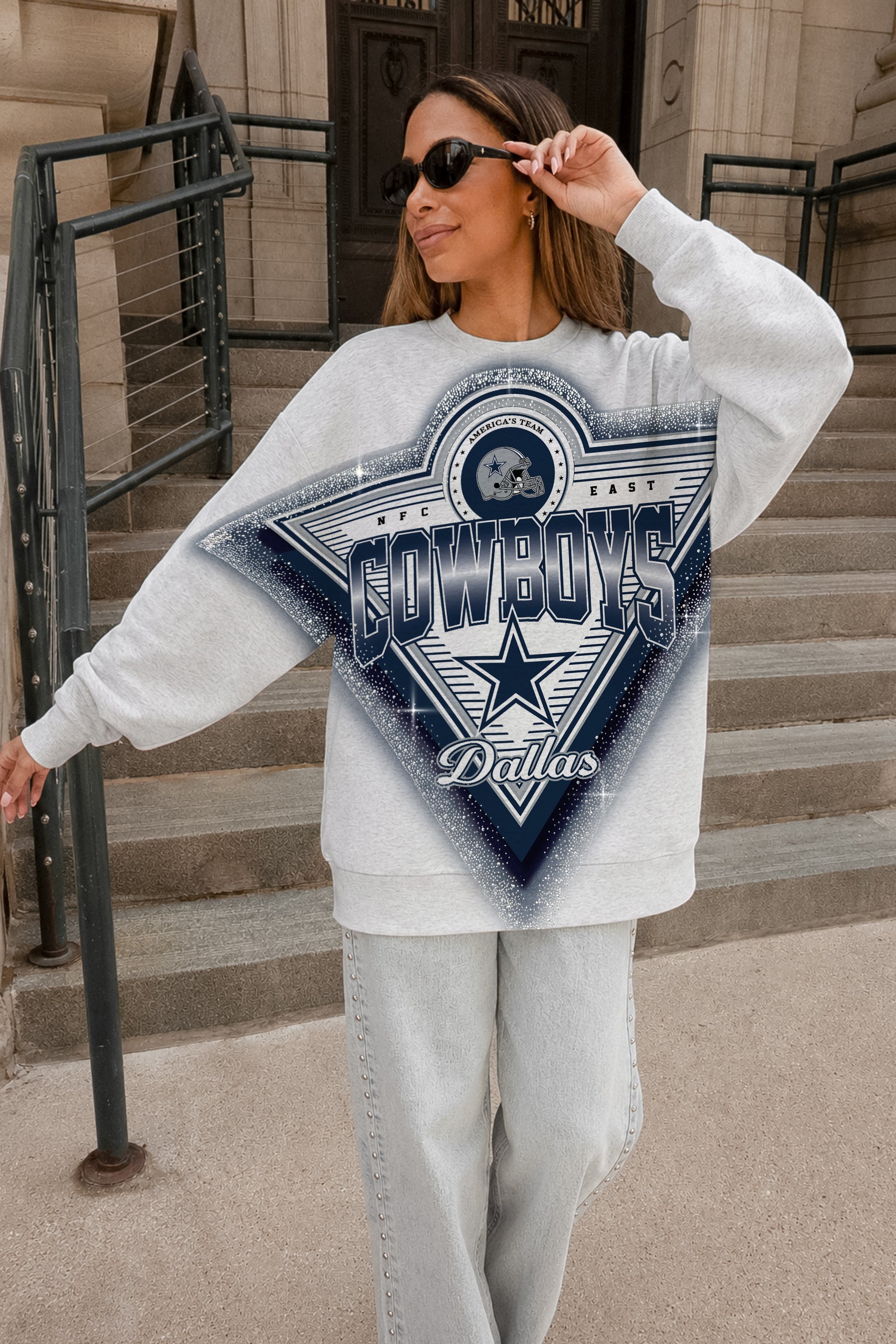 DALLAS COWBOYS CHASING VICTORY RHINESTONE SPRAY PREMIUM CREWNECK SWEATSHIRT