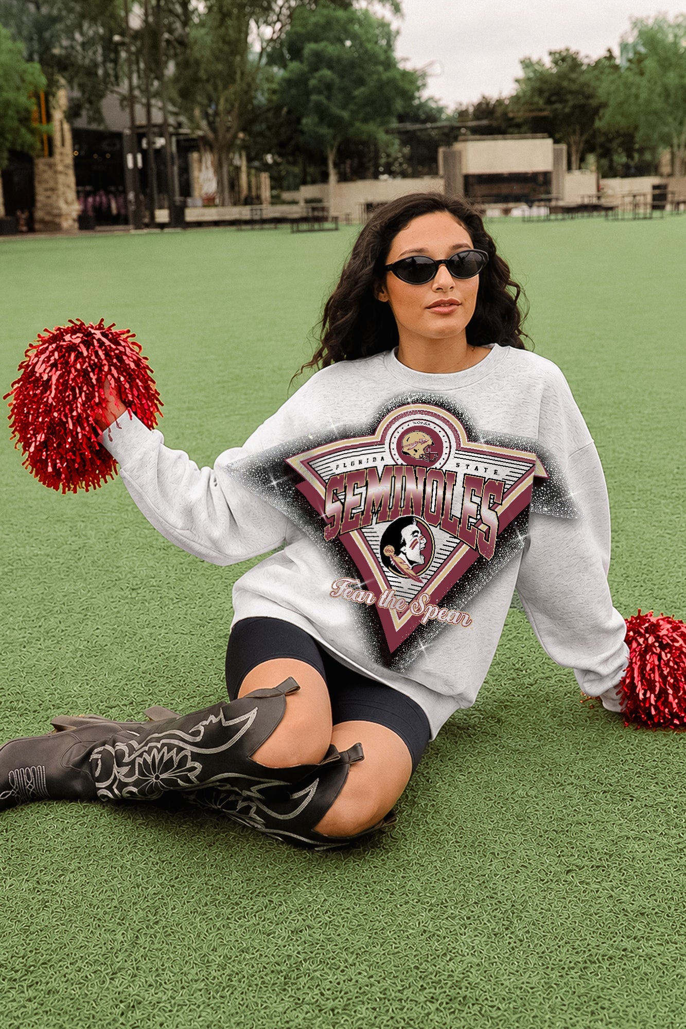 FLORIDA STATE SEMINOLES CHASING VICTORY RHINESTONE SPRAY PREMIUM CREWNECK SWEATSHIRT