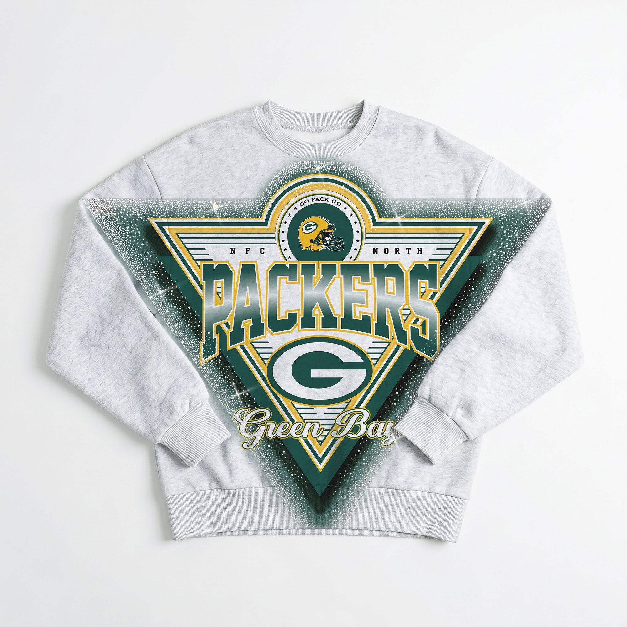 GREEN BAY PACKERS CHASING VICTORY RHINESTONE SPRAY PREMIUM CREWNECK SWEATSHIRT