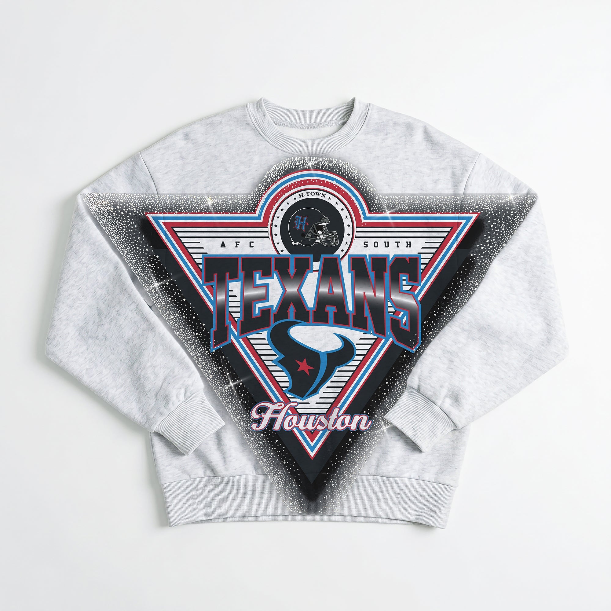HOUSTON TEXANS CHASING VICTORY RHINESTONE SPRAY PREMIUM CREWNECK SWEATSHIRT