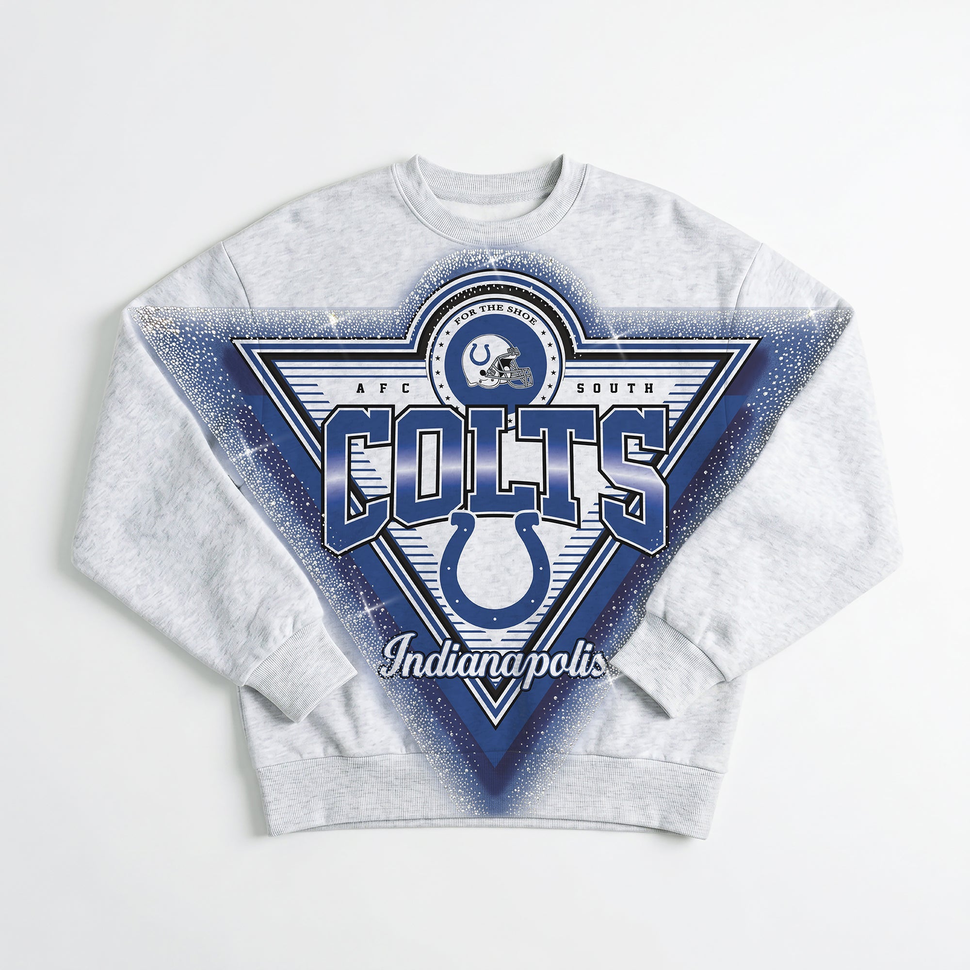 INDIANAPOLIS COLTS CHASING VICTORY RHINESTONE SPRAY PREMIUM CREWNECK SWEATSHIRT