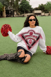INDIANA HOOSIERS CHASING VICTORY RHINESTONE SPRAY PREMIUM CREWNECK SWEATSHIRT