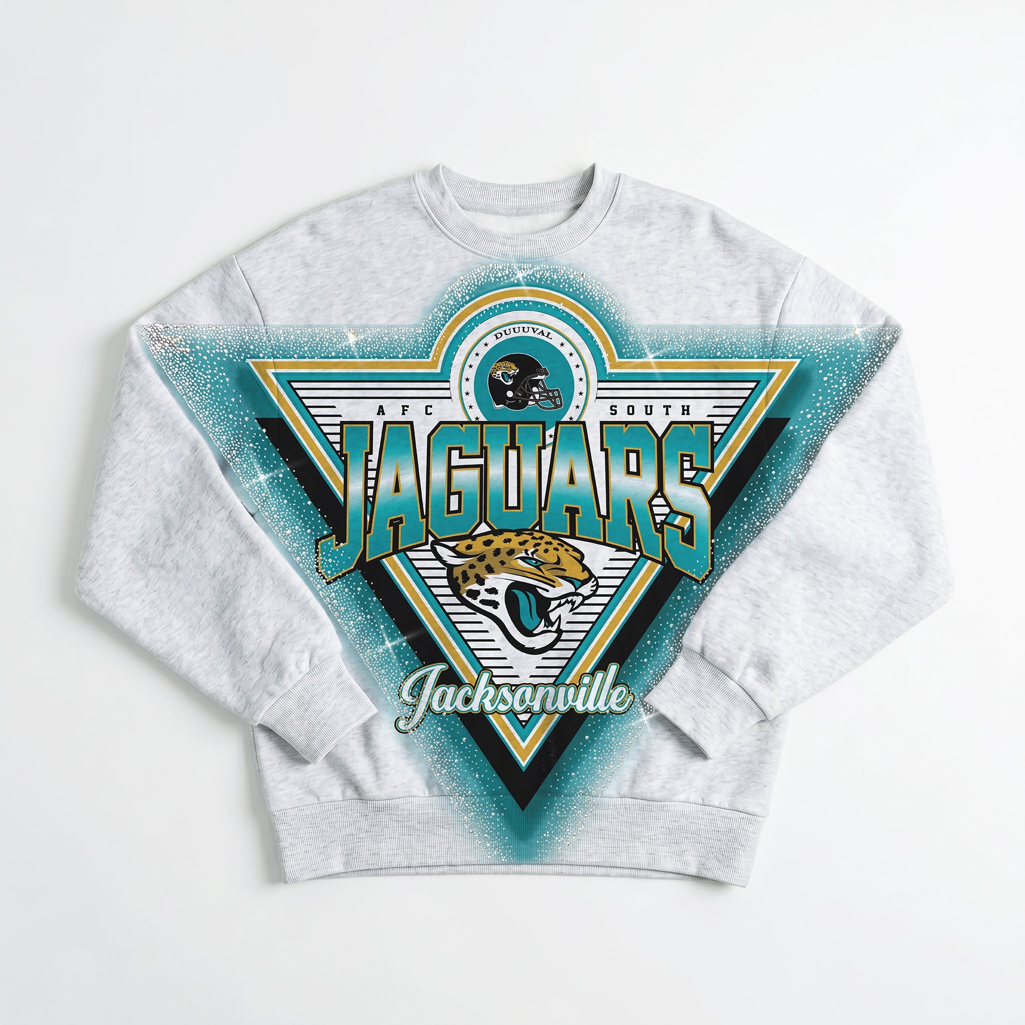 JACKSONVILLE JAGUARS CHASING VICTORY RHINESTONE SPRAY PREMIUM CREWNECK SWEATSHIRT