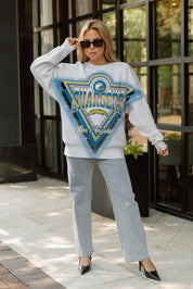 LOS ANGELES CHARGERS CHASING VICTORY RHINESTONE SPRAY PREMIUM CREWNECK SWEATSHIRT