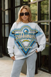 LOS ANGELES CHARGERS CHASING VICTORY RHINESTONE SPRAY PREMIUM CREWNECK SWEATSHIRT