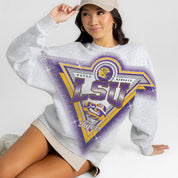 LSU TIGERS CHASING VICTORY RHINESTONE SPRAY PREMIUM CREWNECK SWEATSHIRT