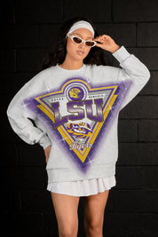 LSU TIGERS CHASING VICTORY RHINESTONE SPRAY PREMIUM CREWNECK SWEATSHIRT