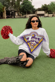 LSU TIGERS CHASING VICTORY RHINESTONE SPRAY PREMIUM CREWNECK SWEATSHIRT