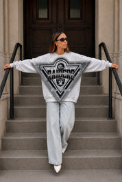 LAS VEGAS RAIDERS CHASING VICTORY RHINESTONE SPRAY PREMIUM CREWNECK SWEATSHIRT