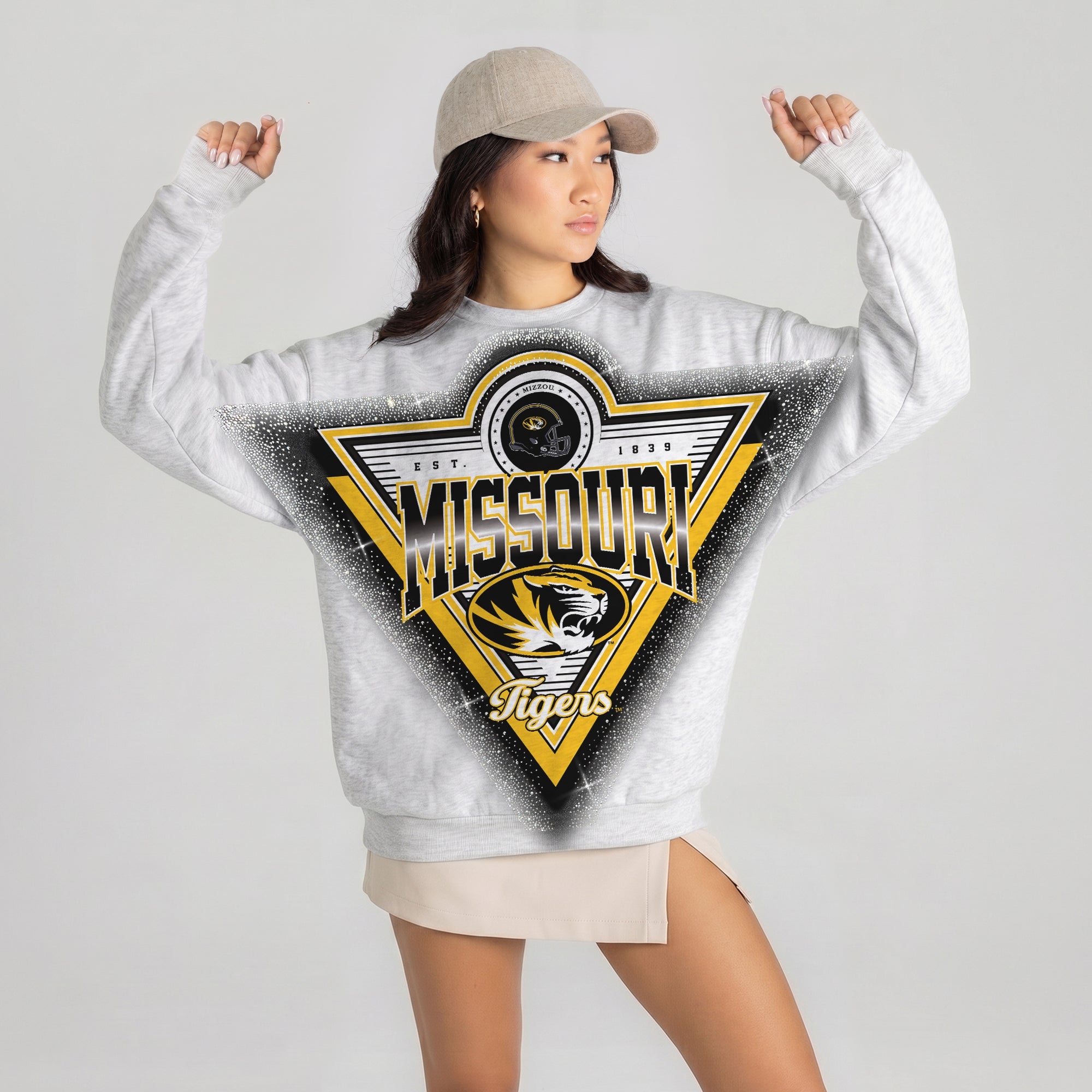 MISSOURI TIGERS CHASING VICTORY RHINESTONE SPRAY PREMIUM CREWNECK SWEATSHIRT