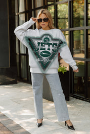 NEW YORK JETS CHASING VICTORY RHINESTONE SPRAY PREMIUM CREWNECK SWEATSHIRT