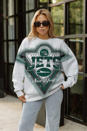 NEW YORK JETS CHASING VICTORY RHINESTONE SPRAY PREMIUM CREWNECK SWEATSHIRT