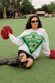 OREGON DUCKS CHASING VICTORY RHINESTONE SPRAY PREMIUM CREWNECK SWEATSHIRT