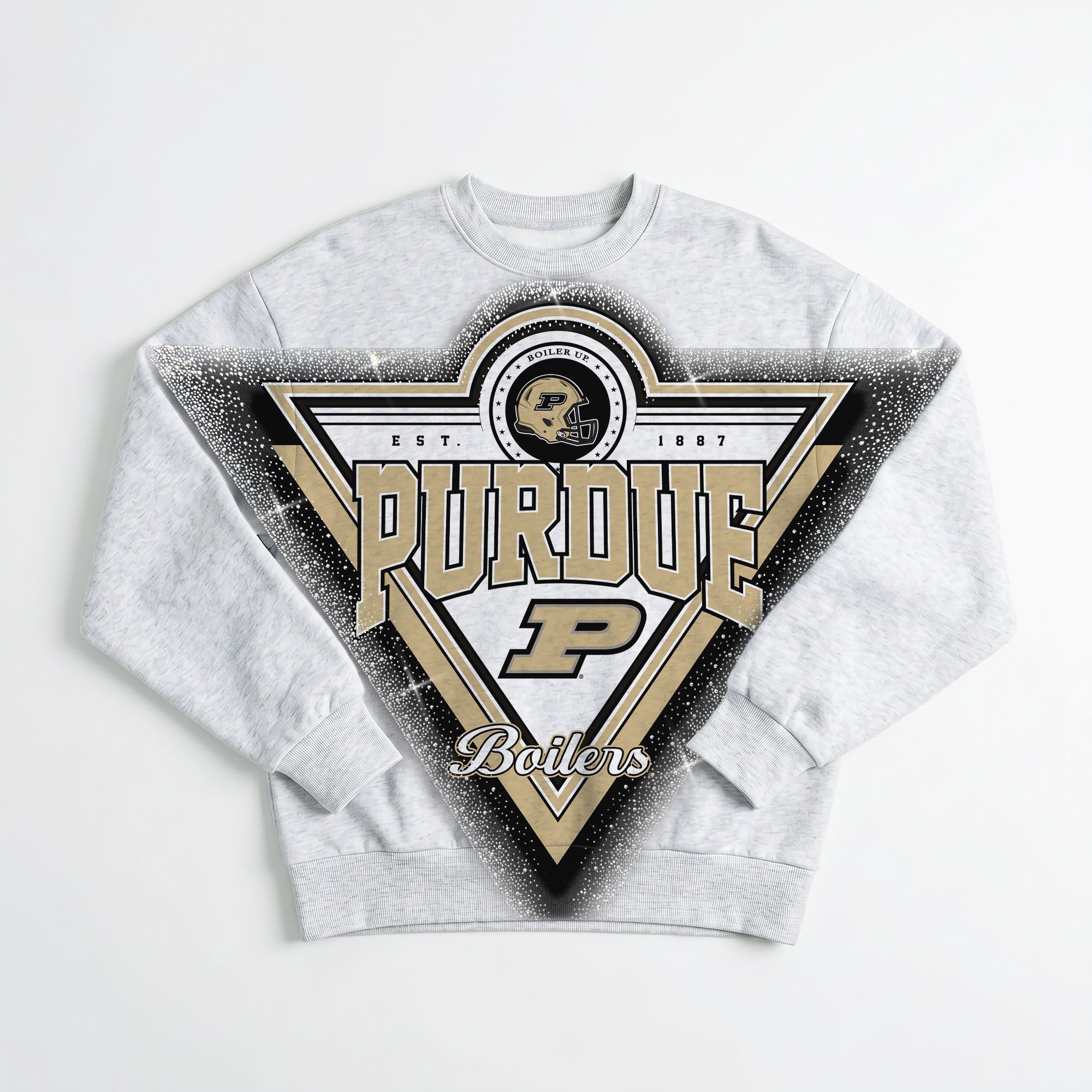 PURDUE BOILERMAKERS CHASING VICTORY RHINESTONE SPRAY PREMIUM CREWNECK SWEATSHIRT