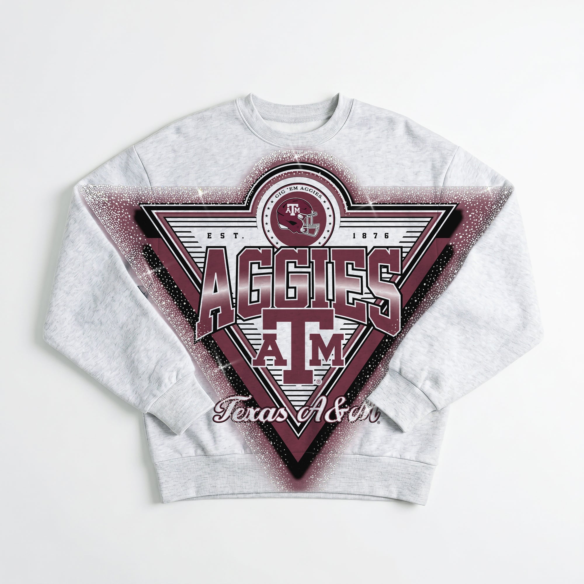 TEXAS A&M AGGIES CHASING VICTORY RHINESTONE SPRAY PREMIUM CREWNECK SWEATSHIRT