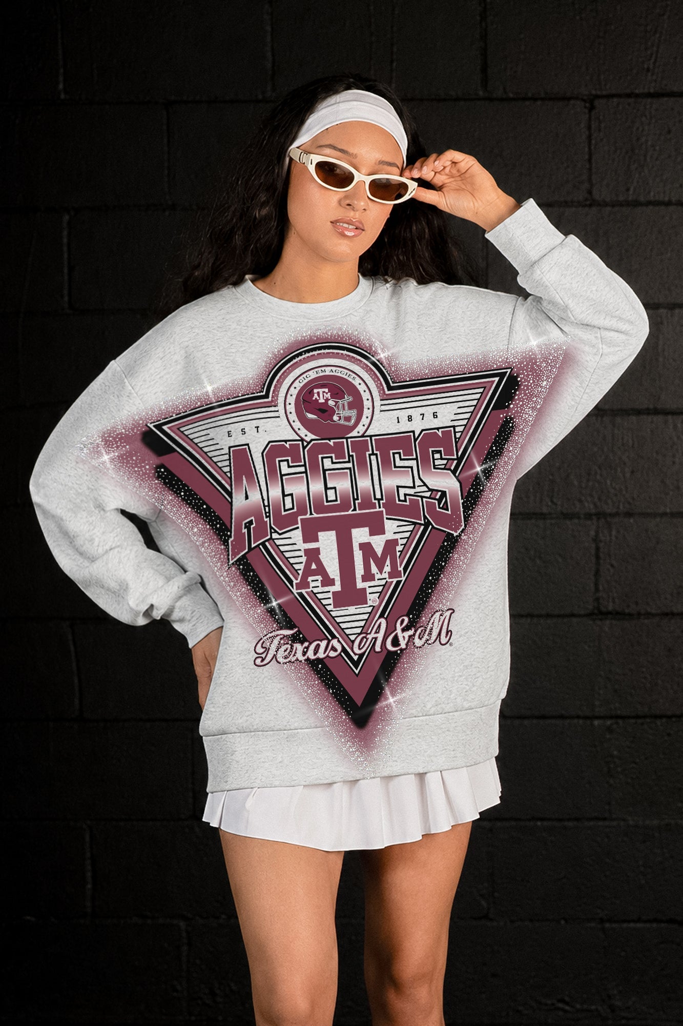 TEXAS A&M AGGIES CHASING VICTORY RHINESTONE SPRAY PREMIUM CREWNECK SWEATSHIRT