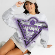 TCU HORNED FROGS CHASING VICTORY RHINESTONE SPRAY PREMIUM CREWNECK SWEATSHIRT